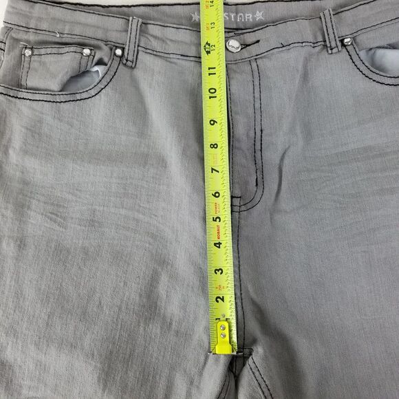 Hipstar Jeans Womens 24 Gray High Rise Skinny Leg Rhinestone Light Wash‎ Denim - Picture 4 of 16